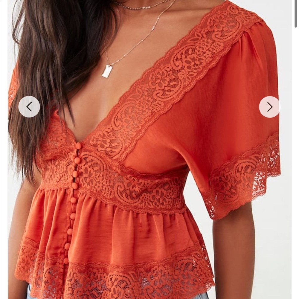 Rust orange lace top